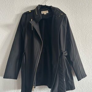 Michael Kors Black Trench Coat with Water Proof Hoodie Insert Size M